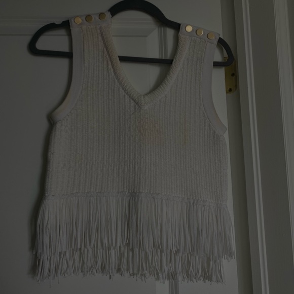 Club Monaco Woven Fringe Top Small - Picture 2 of 3